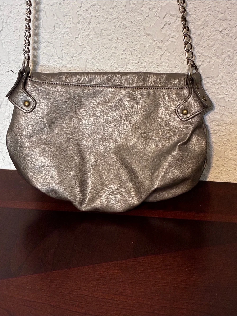 Candie's Metallic Silver Studded Crossbody Bag